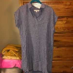 Navy & White Striped Dress